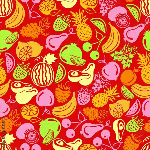 seamless pattern vector fruits and berries icons 