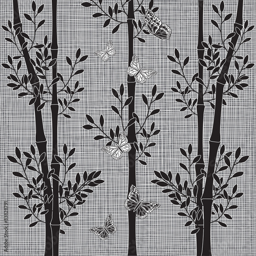 butterflies fly in the thickets of bamboo