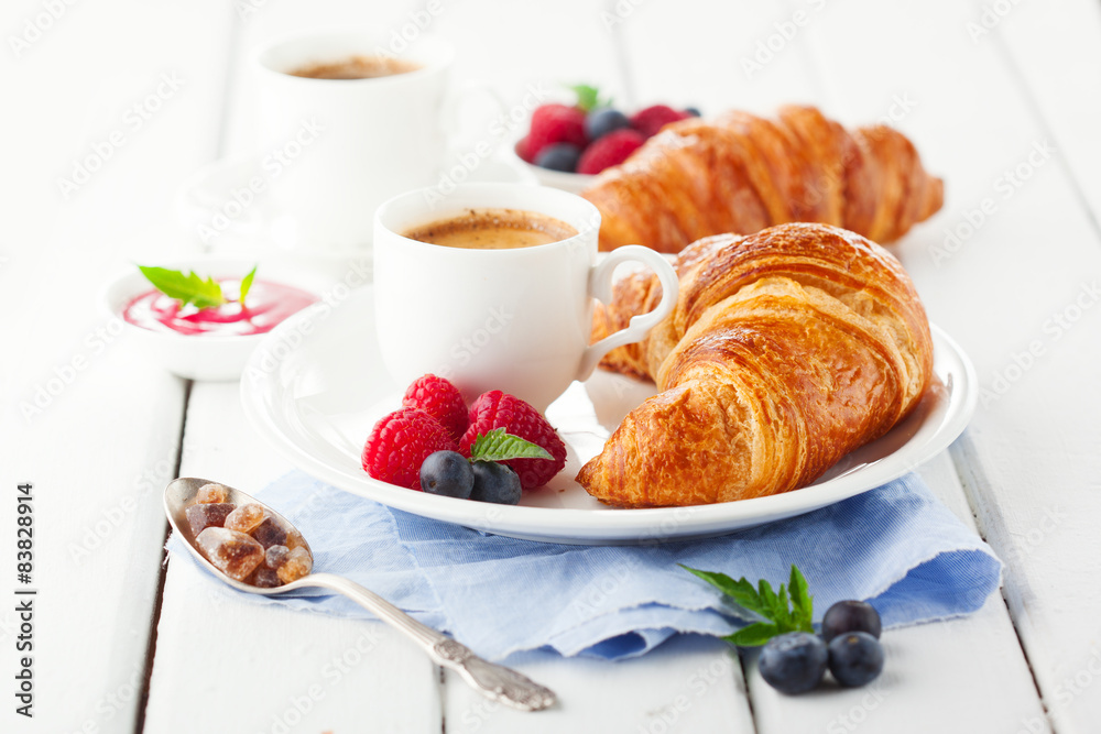 Croissants and coffee for breakfast