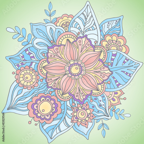 Beautiful hand drawn vector flower in vintage style.