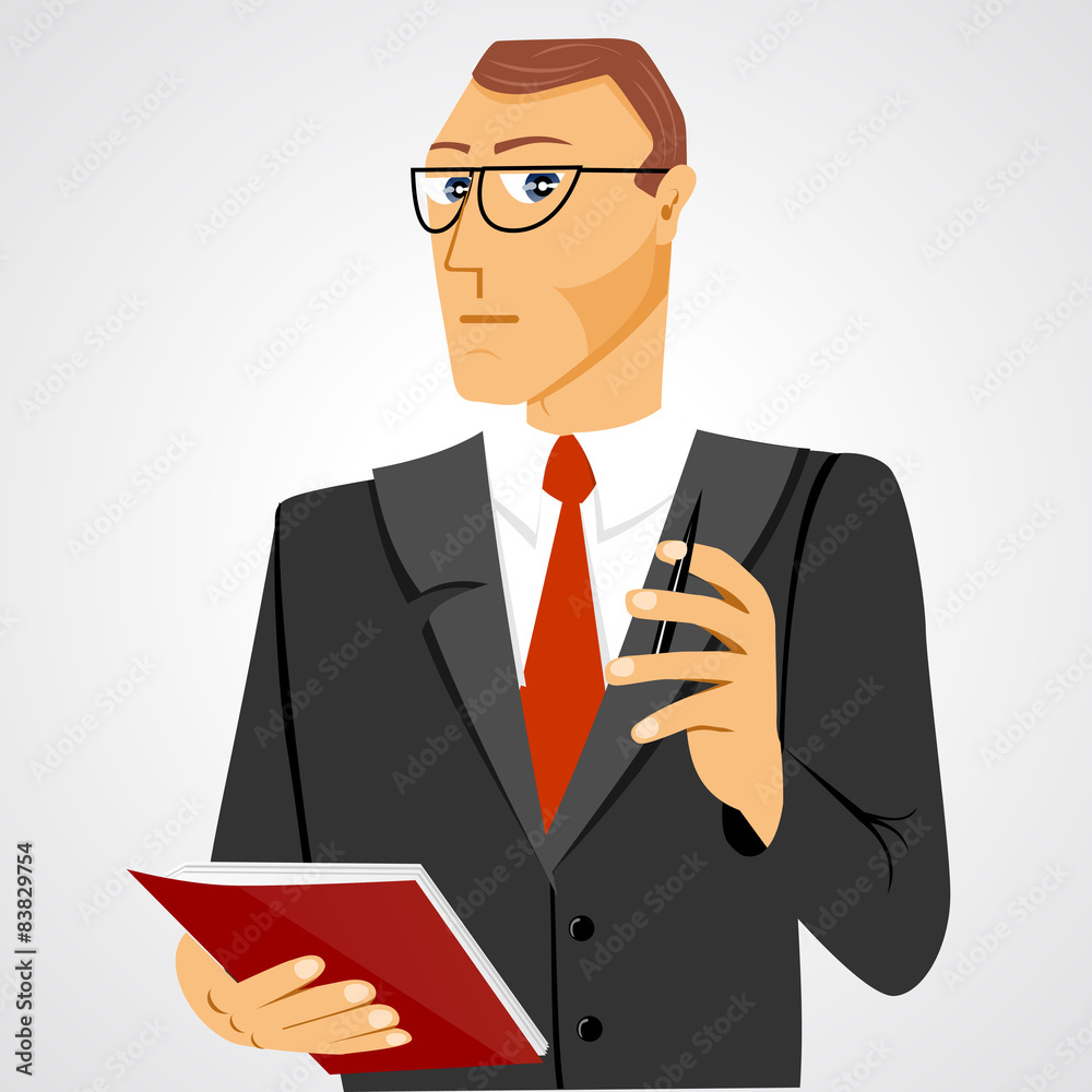 businessman with business diary and ball pen businessman with business diary and ball pen