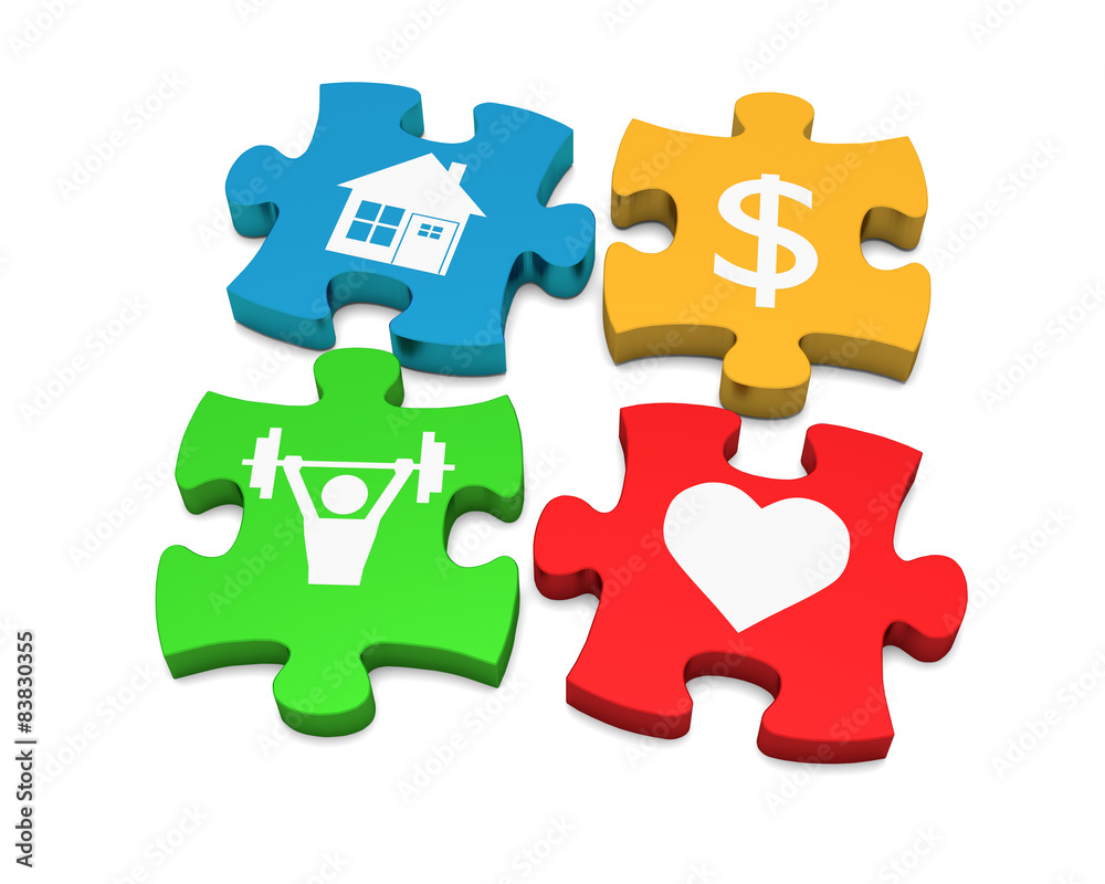 Color puzzle on a white background with symbols. The concept of Color puzzle on a white background with symbols. The concept of