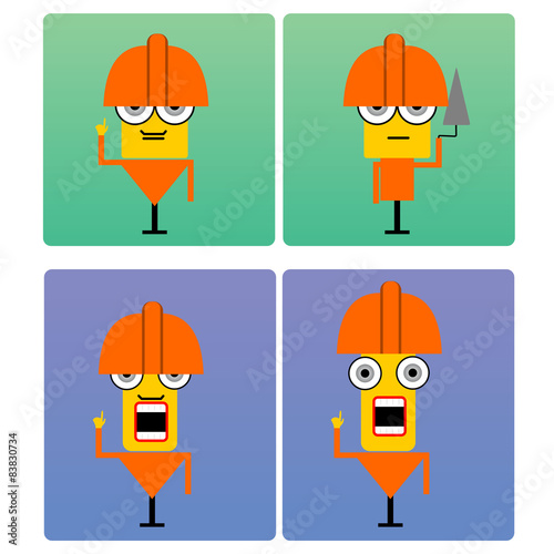 plasterer characters with orange helmet