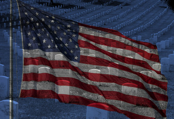 Fort Rosecrans National Cemetery and flag