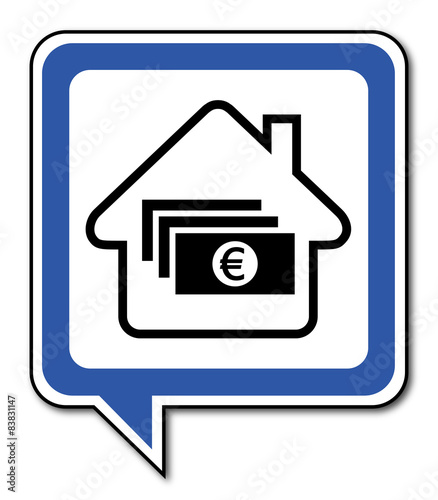 Logo maison et billets.