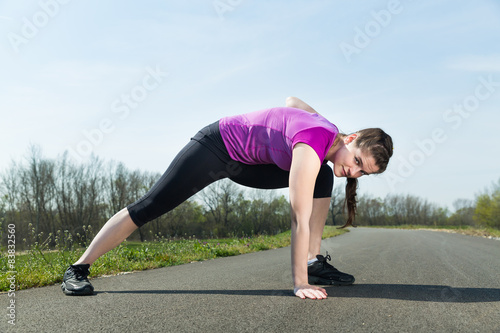 Young woman stretching for sport workout for healthy lifestyle .