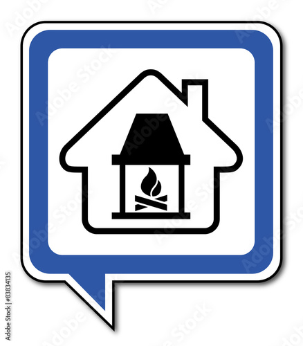 Logo maison et cheminée.