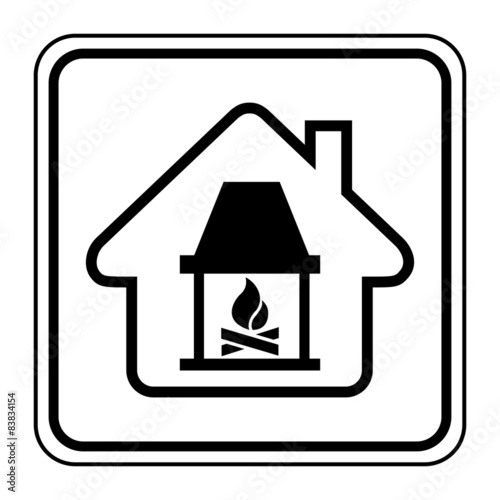 Logo maison et cheminée.