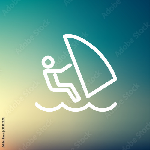 Wind surfing thin line icon