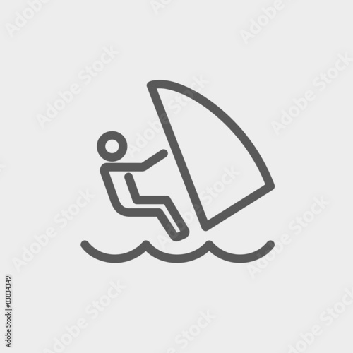 Wind surfing thin line icon