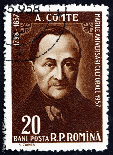 Postage stamp Romania 1958 Auguste Comte, French Philosopher