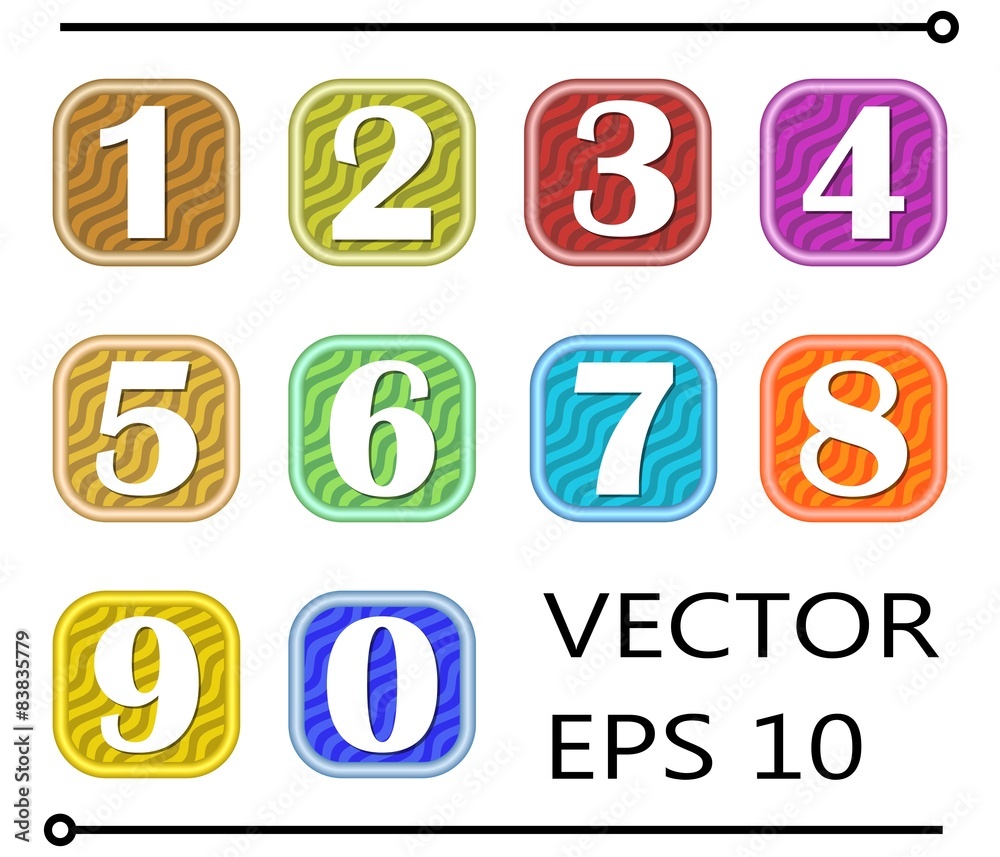 Set of artistic number label for infographic template design
