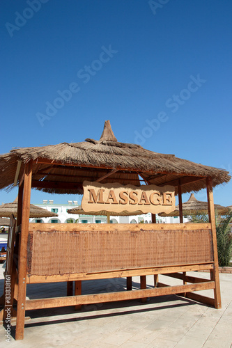 Massage place on a tropical beach.