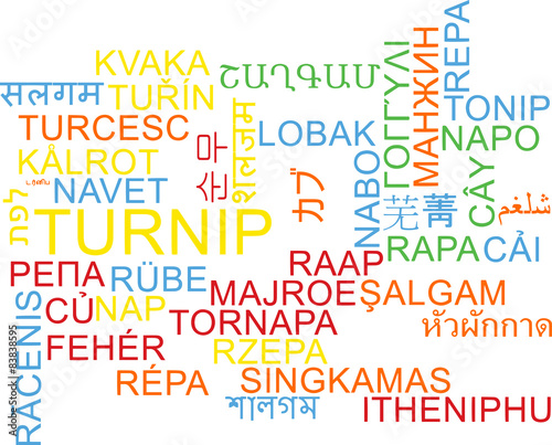 Turnip multilanguage wordcloud background concept