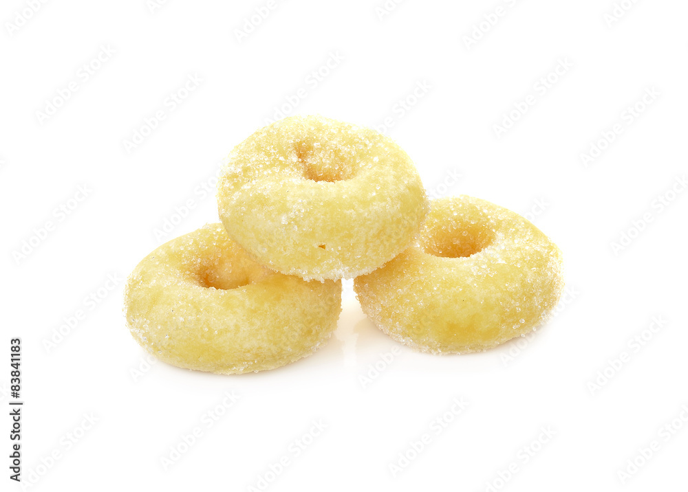 donut isolated on white background, food macro