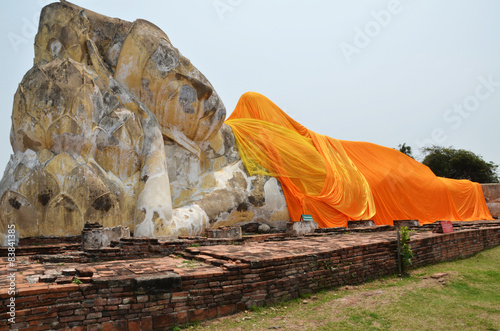 Wat Lokayasutharam is Temple of Reclining Buddha in Ayutthaya photo