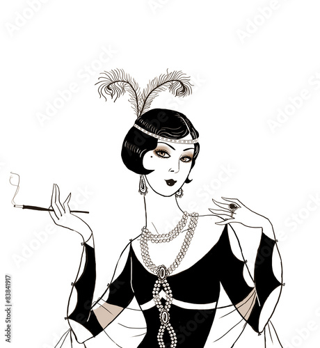 Quadro su tela Flapper girl: Retro party invitation design