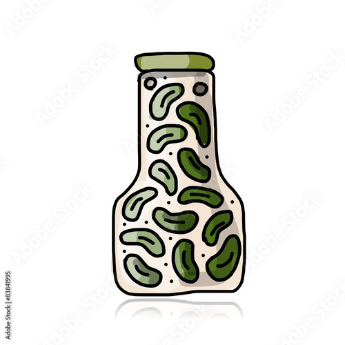 Bank of pickled cucumber, sketch for your design
