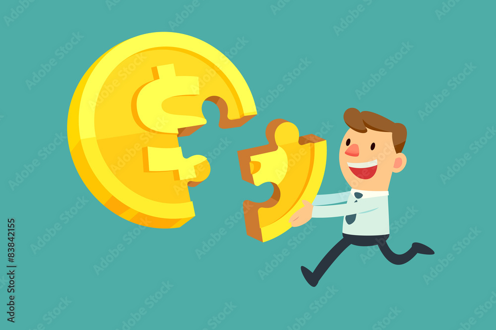 businessman solve golden coin puzzle businessman solve golden coin puzzle