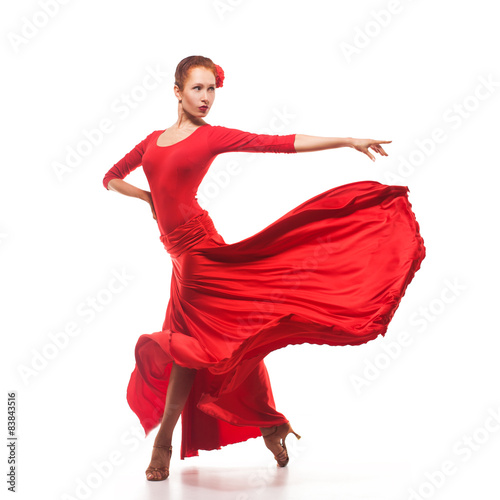 woman traditional dancer in red dress photo