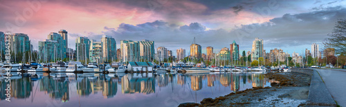 Vancouver BC Skyline at Stanley Park during Sunrise Panorama