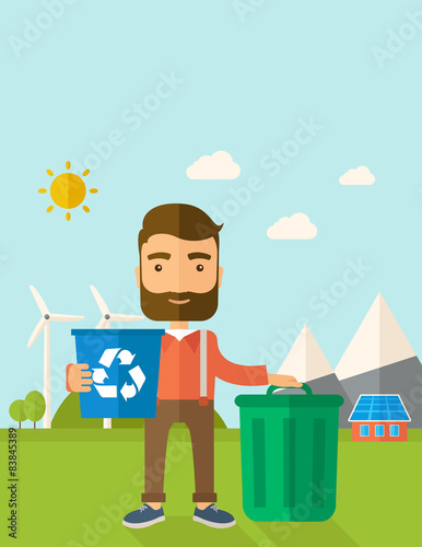 Man sorting a trash