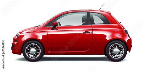 Obraz na płótnie Red city car - side view