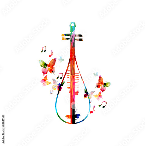 Colorful Chinese lute design