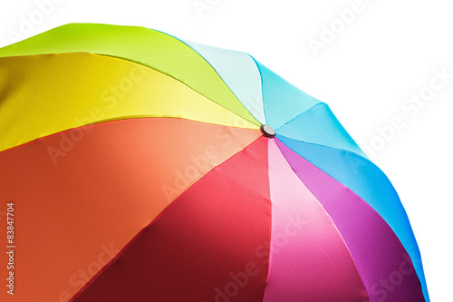 Colorful rainbow umbrella isolated on white