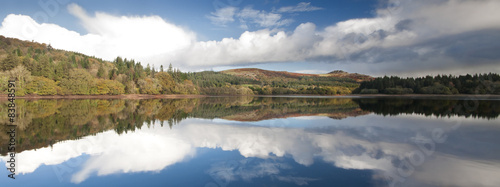 Burrator Reservoir on a still autumn morning in Devon, UK.