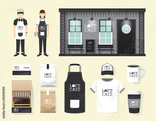 Vector restaurant cafe set shop front design,flyer, menu,package