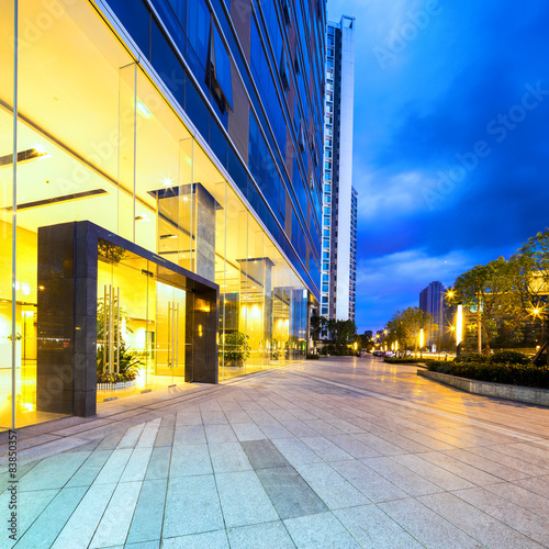 Empty floor near modern building