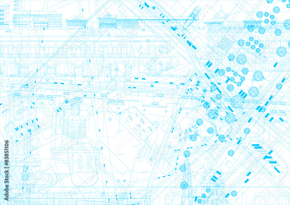 Architectural blueprint. Vector drawing background.
