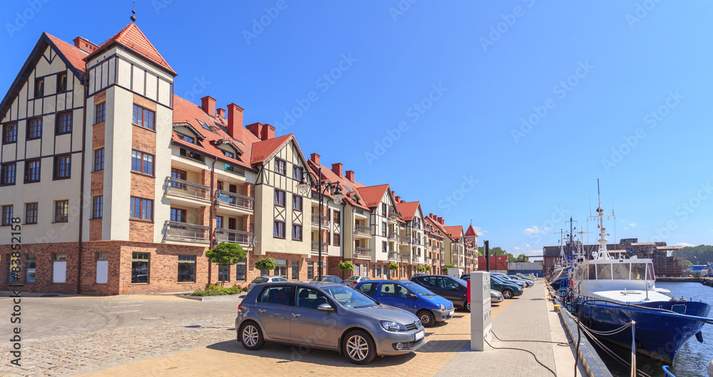 Residential buildings in the port & marina  of Ustka, Poland