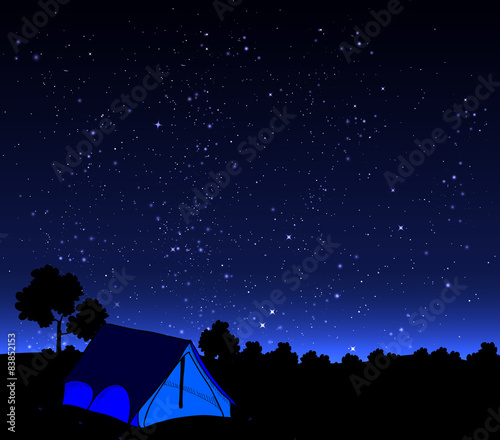 tent on a background of night sky