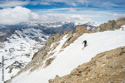 Extreme skiing in scenic alpine landscape