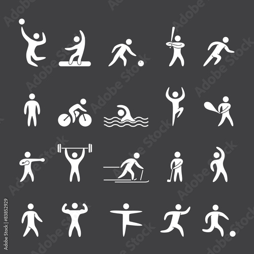Silhouette figures of athletes popular sports