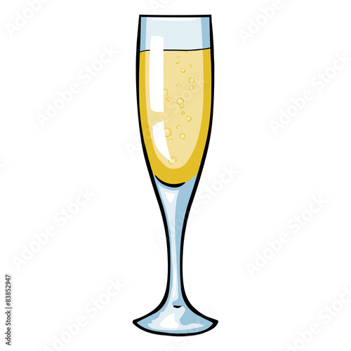 Vector Cartoon Glass of Champagne