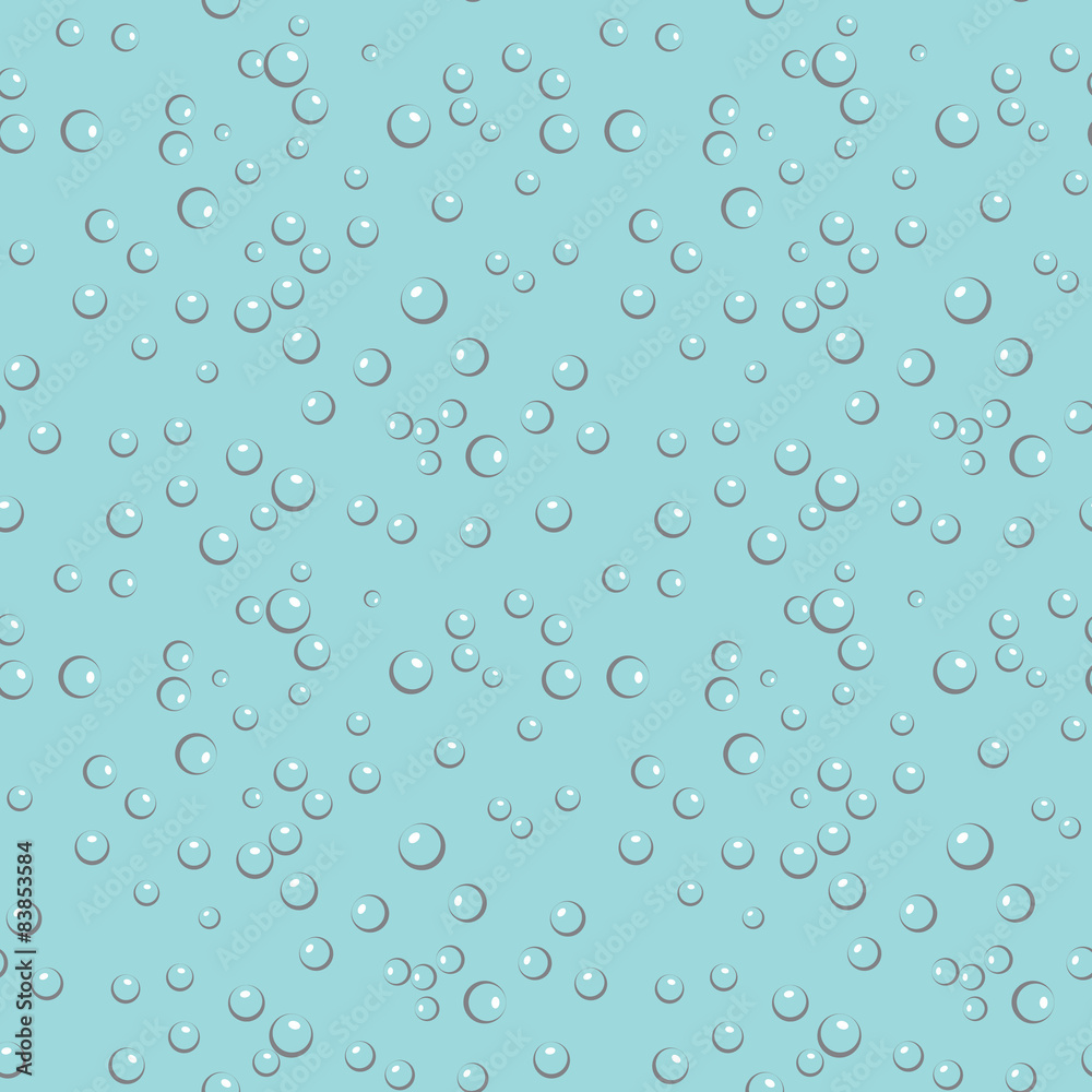 Seamless pattern of transparent bubbles on a blue background 