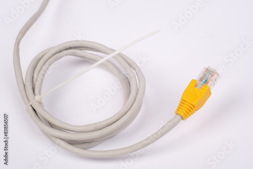 Twisted yellow computer cable