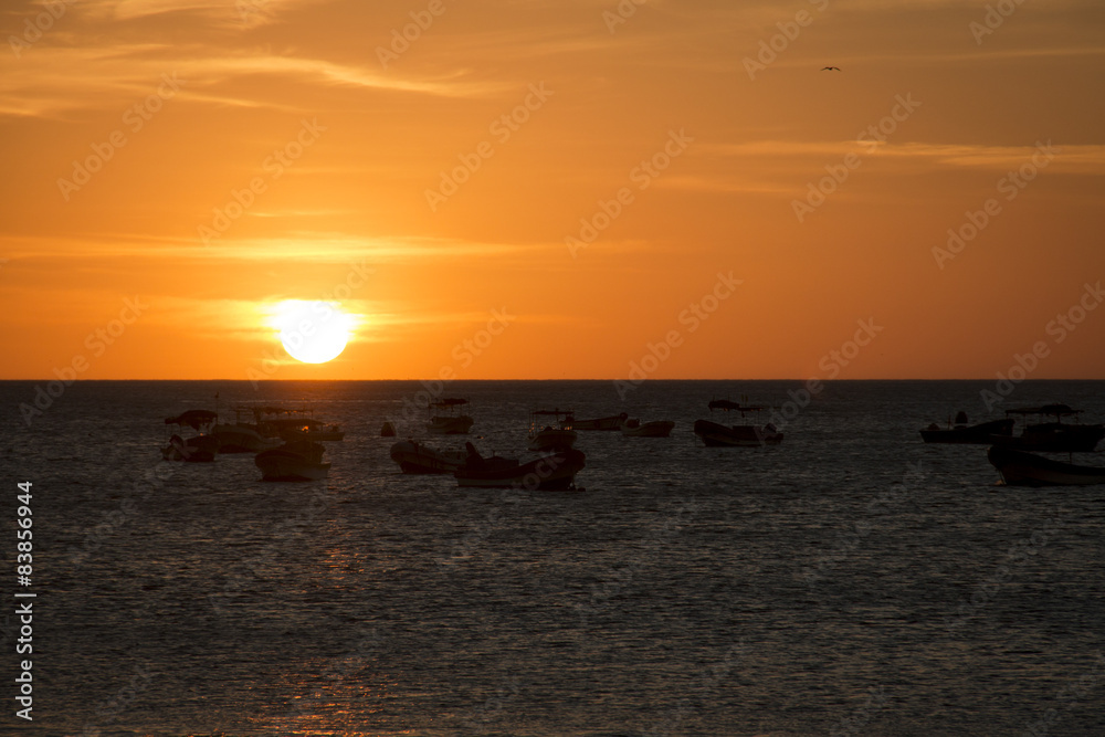 Sunset over the sea in San Juan del Sur, Nicaragua