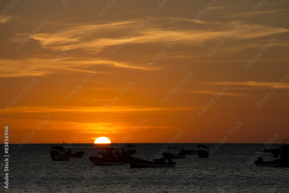 Sunset over the sea in San Juan del Sur, Nicaragua