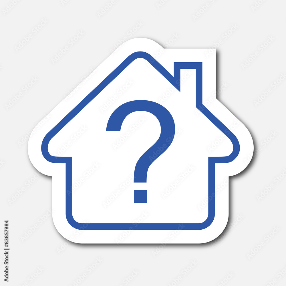 Logo maison et point d'interrogation. Logo maison et point d'interrogation.