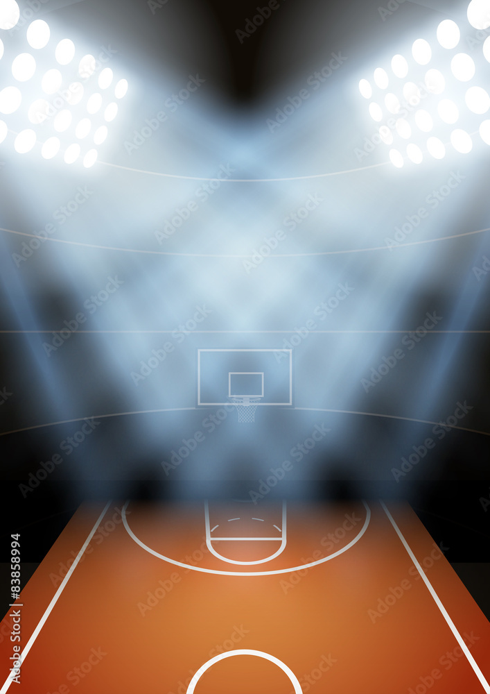 Fototapeta premium Background for posters night basketball stadium