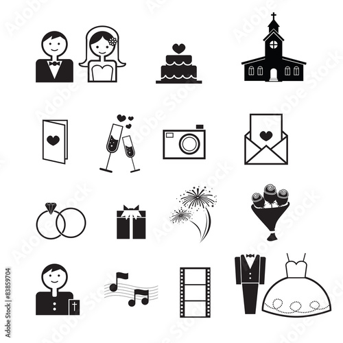 Wedding ceremony icons vector