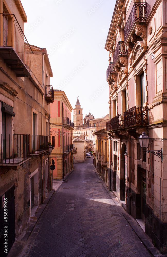 View of Agira street, Sicily