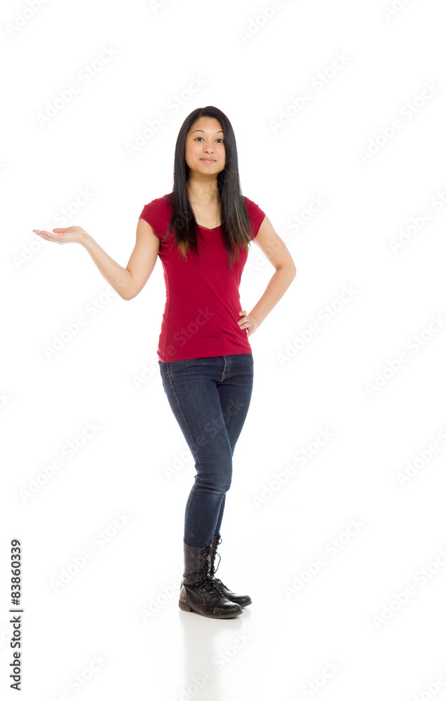 Model isolated hand gesture presenting Model isolated hand gesture presenting
