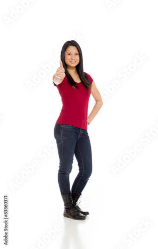 Model isolated thumbs up success