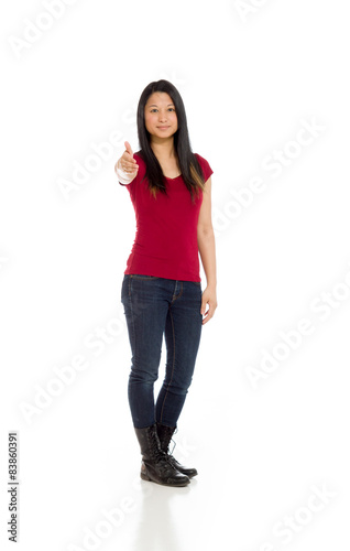 Model isolated with hand shake