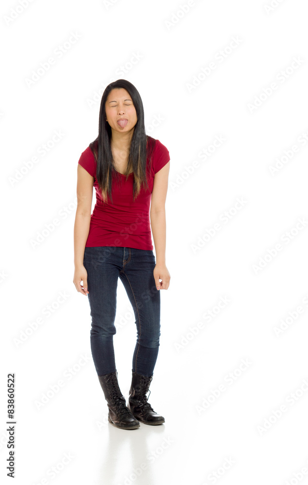 Model isolated sticking tongue out Model isolated sticking tongue out
